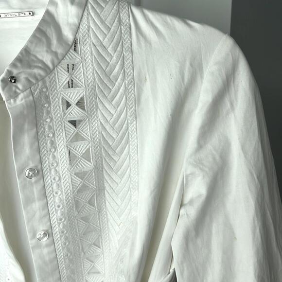 Elie Tahari Ann Tie Poplin 3/4 Sleeve Clean Cut Midi Dress White Size 2 $448 - Picture 9 of 13